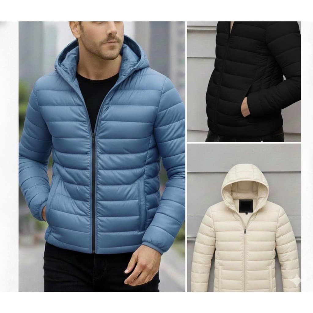 Jaqueta Masculina Puffer Gominho Impermeável com Capuz Removível Conforto e Proteção Inverno