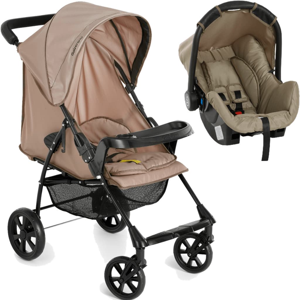 Carrinho de Bebe com Bebe Conforto Toffee Galzerano Romano G22 Toffee