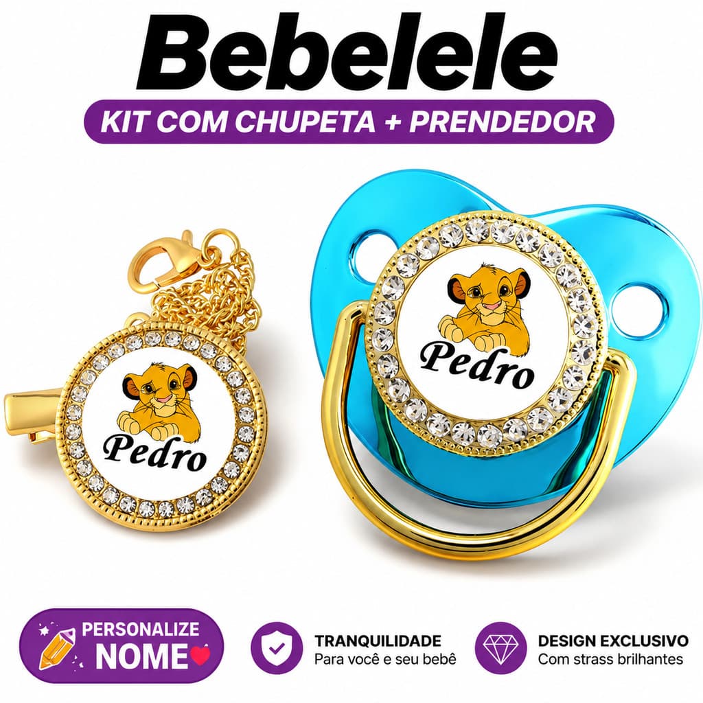 Chupeta azul para bebê, personalizada com nome/foto do bebê menino, inclui prendedor de chupeta &A20121