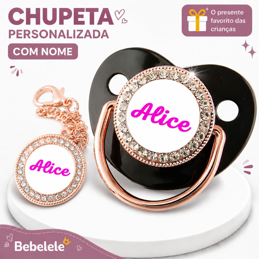 Chupeta de bebê, preta, personalizada com nome/foto da menina, inclui prendedor de chupeta chupeta personalizada