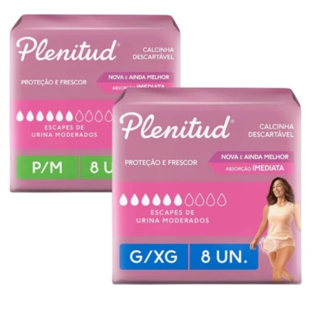 Roupa Íntima Plenitud Descartável Fralda Pos Parto Com 8 Unidades