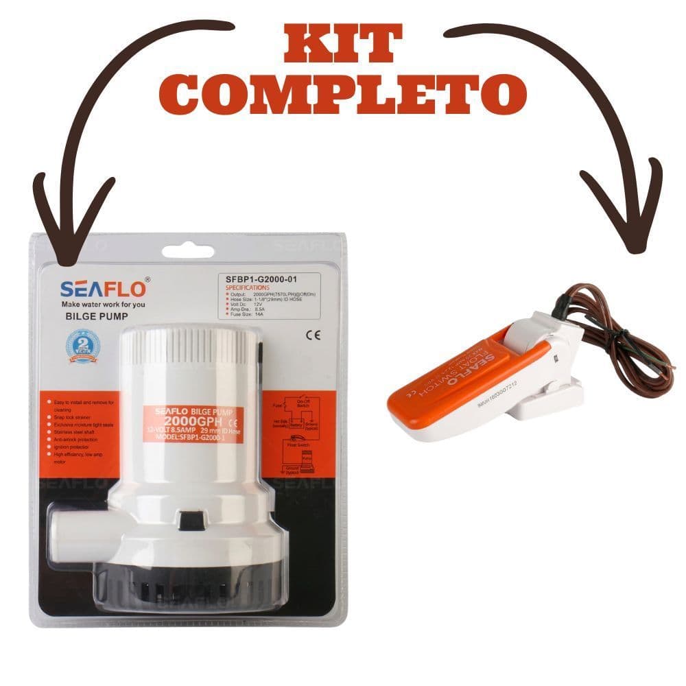 Kit Bomba De Porão 2000 Gph 12v + Automático Seaflo Barco Lancha Kit Completo