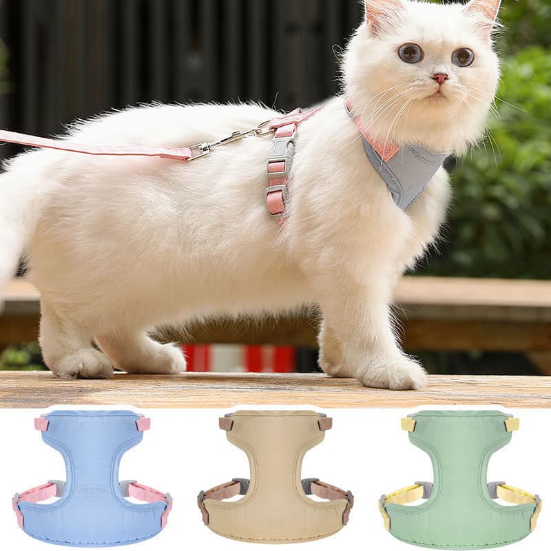 Coleira Peitoral em Forma de I para Gatos, Guia Anti-Fuga, Guia de Caminhada Especial para Gatinhos Pequenos, 4 Cores e