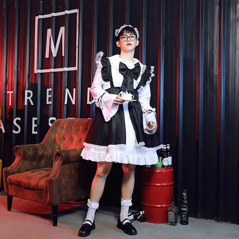 Vestido lolita preto e branco, vestido de empregada, vestido lolita, roupas femininas, vestido chefe, qualidade