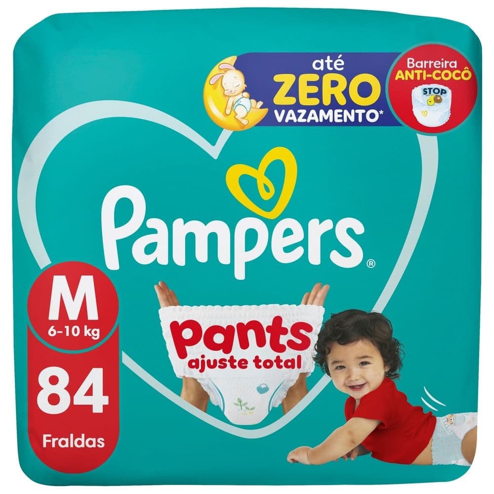 Kit 4 Fralda Pampers Pants Ajuste Total Tamanho M 84 Unidades
