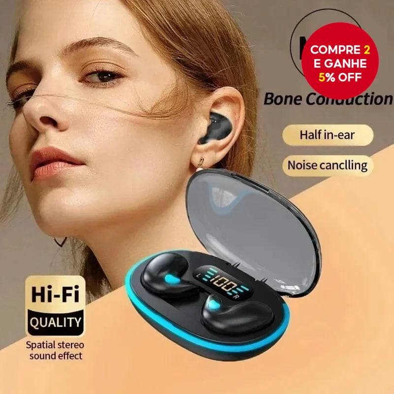 Fones de ouvido Bluetooth X55 Mini Sem Fio Estéreo Ocultos HIFI para Música, Jogos, Sono, Redução de Ruído, Fones de