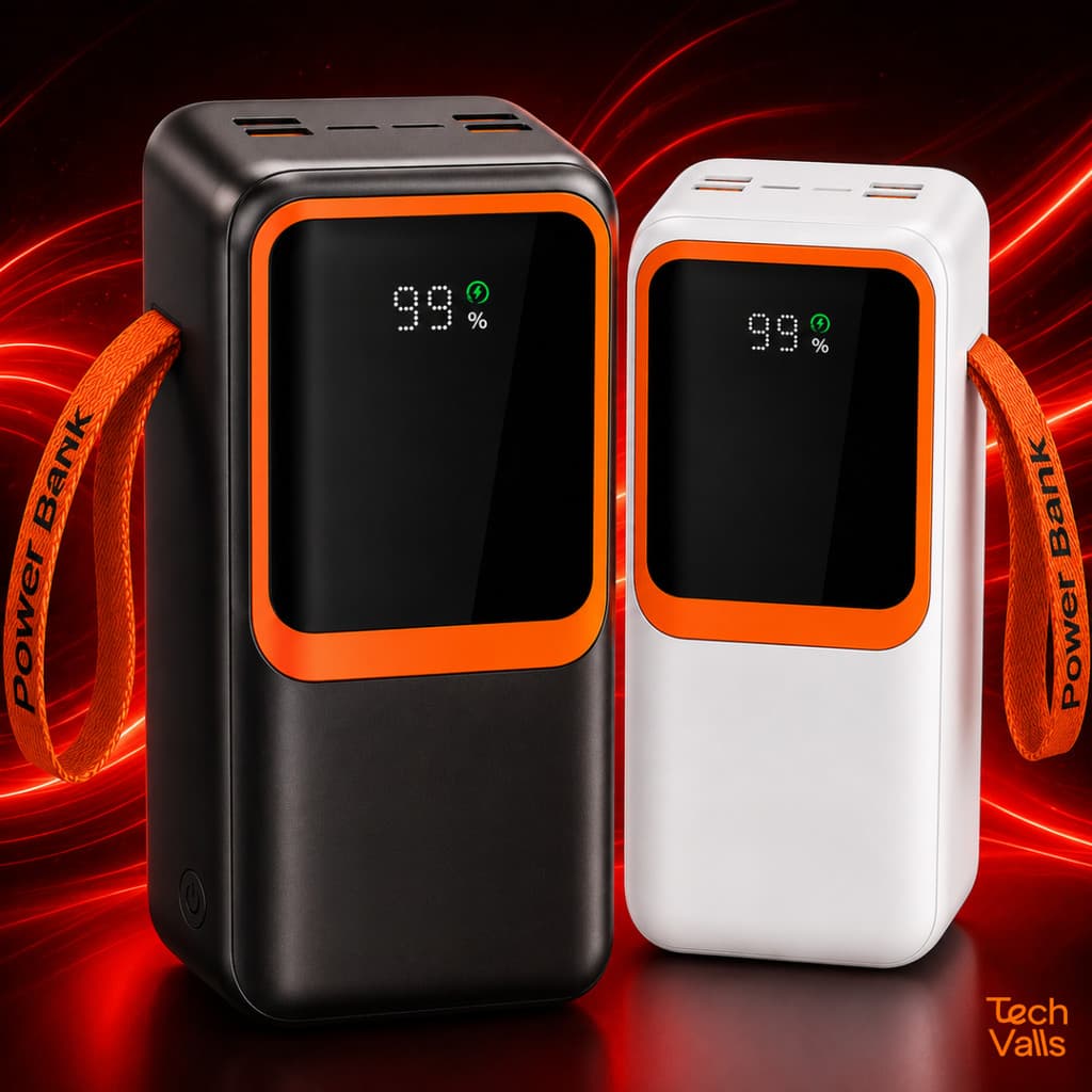 Carregador Portátil 50000mAh Carga Rápida 66W Type-C USB Cabo Embutido Celular Tablet Universal