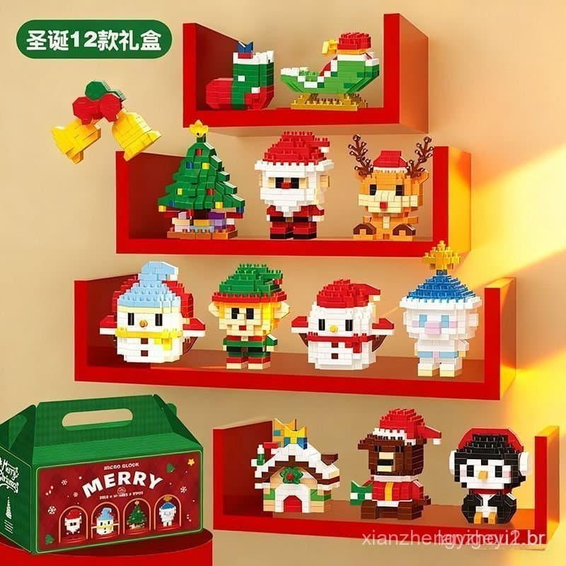 Brinquedos educativos de blocos de montar para crianças, presente de Natal compatível com blocos Lego, brinquedo do Papa