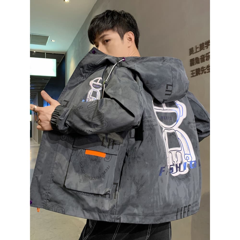 Jaqueta masculina primavera outono versão coreana na moda macacão jaqueta bonito All-Match jaqueta Casual outono inverno