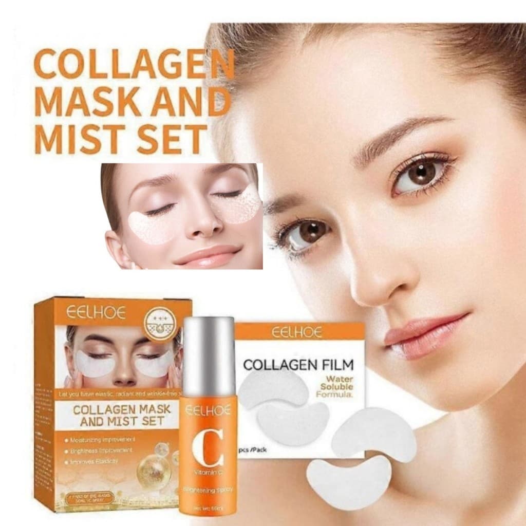 Conjunto de Spray de Máscara para Olhos Vitamina C Cuidado Nutritivo para os Olhos Máscara EELHOE Hidratação Iluminador