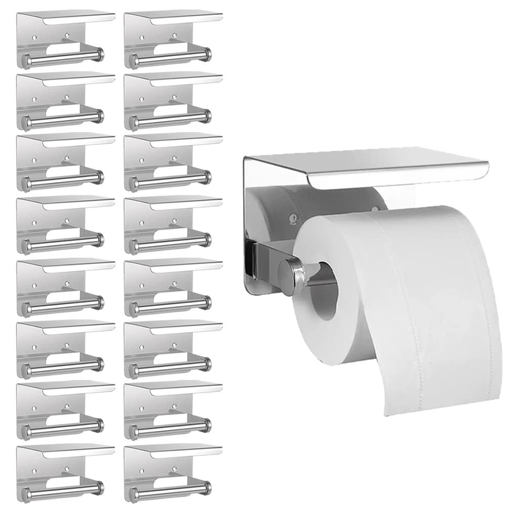 Suporte Papel Higienico Inox Kit 16 Uni Lavabo Banheiro Prateleira Porta Objeto Celular Apoio Suporte Parede