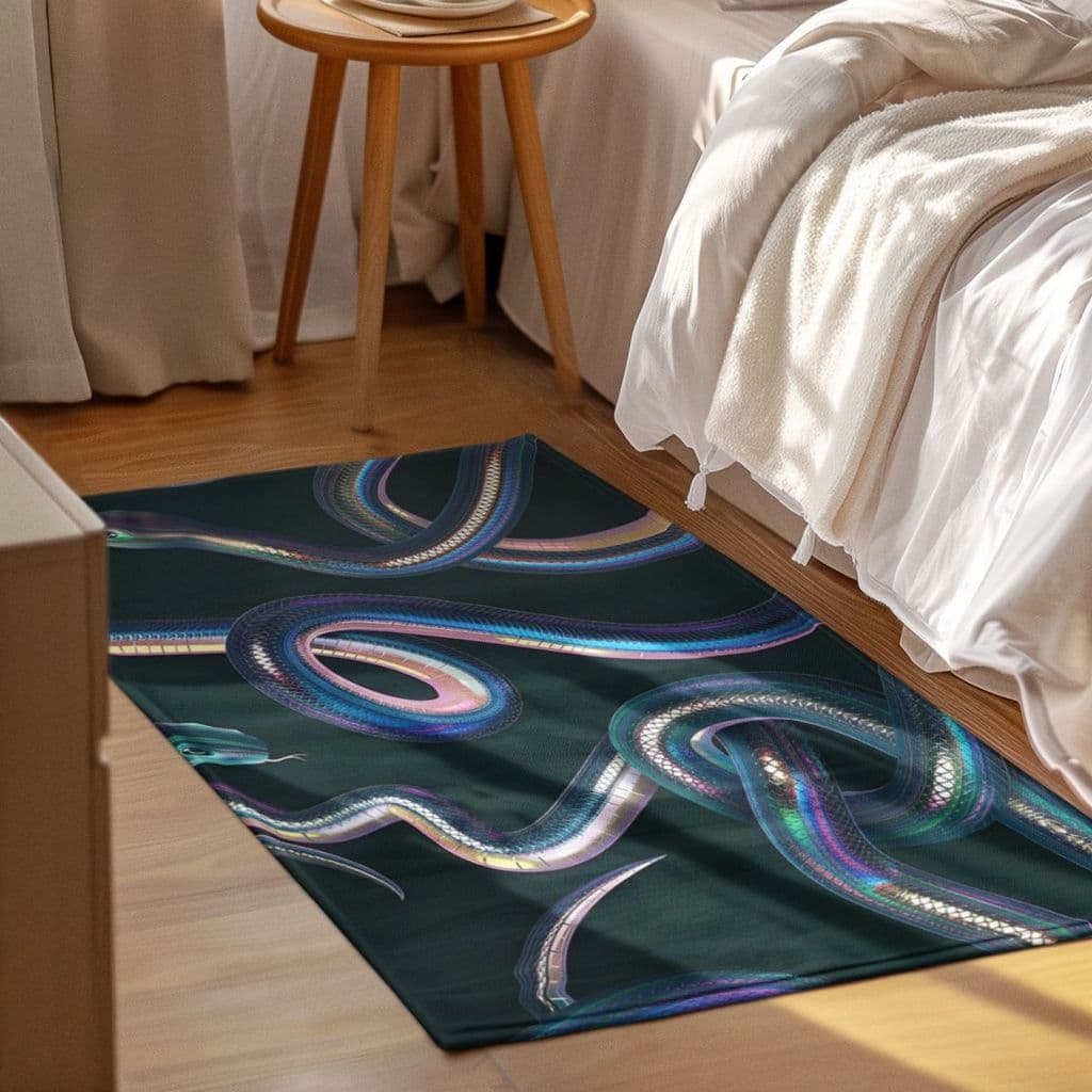 Tapete Sala Quarto Grande 118x70cm Decoração Antiderrapante Macio Serpentes