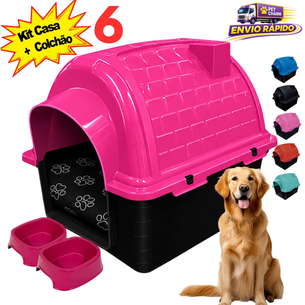Casinha N6 + Cama Para Cachorro + Comedouro + Bebedouro Pet Caminha Para Cachorro Casa Para Cachorro