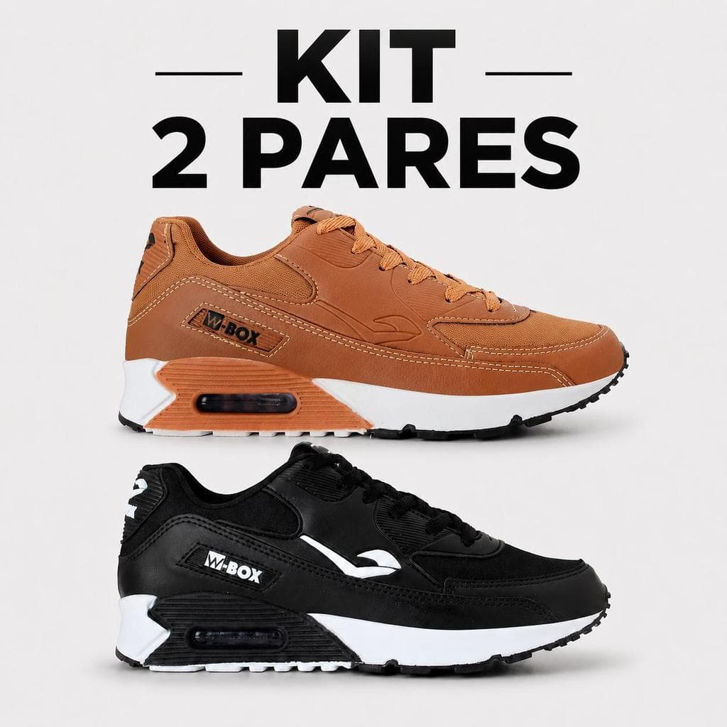 Kit 2 Pares Tênis Masculino Esportivo Academia Caminhada Casual Leve Confortável, anti derrapante