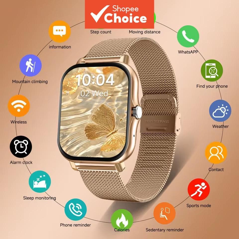 Novo Relógio Inteligente 1.83'HD Tela De Toque Bluetooth Chamada Sem Fio Monitor Sono Controle Música Smartwatch Present
