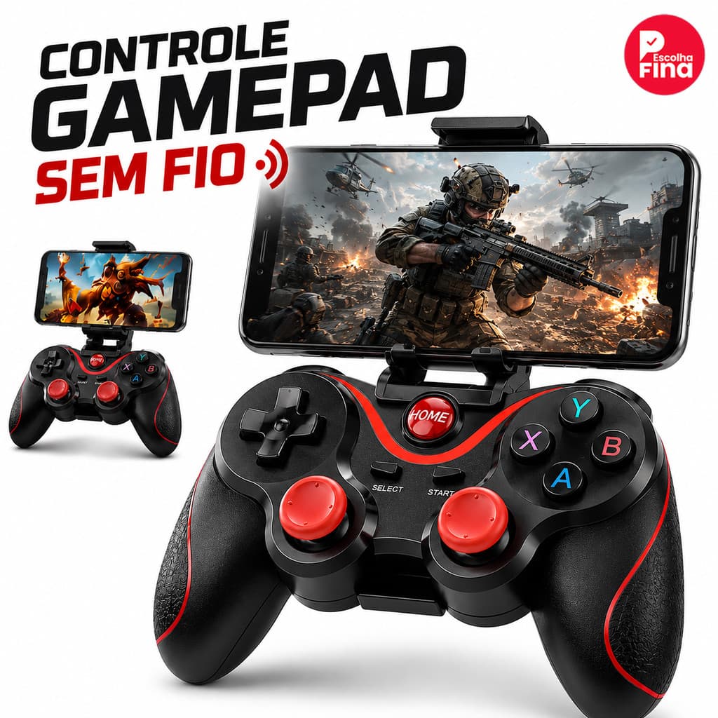 Controle Sem Fio Bluetooth Com Suporte Para Celular E Tablet Android Ipad Cabo USB Incluso