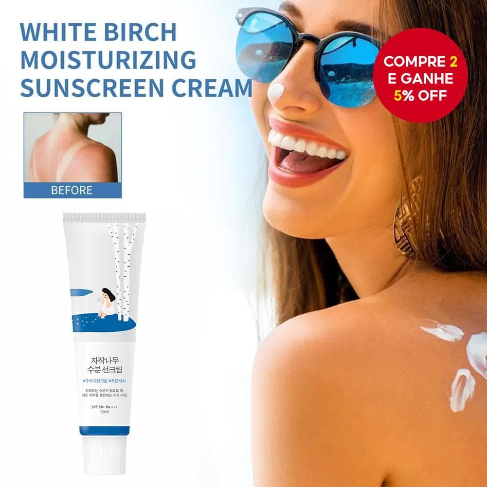  Protetor solar facial FPS50+ PA++++, creme solar, hidratante de seiva de bétula, proteção UV intensa, protetor solar