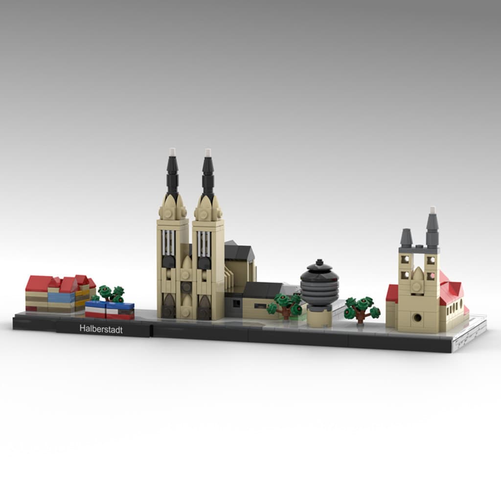 Blocos de montar MOC, skyline da cidade alemã de Halberstadt, compatível com Lego, brinquedo para meninos.