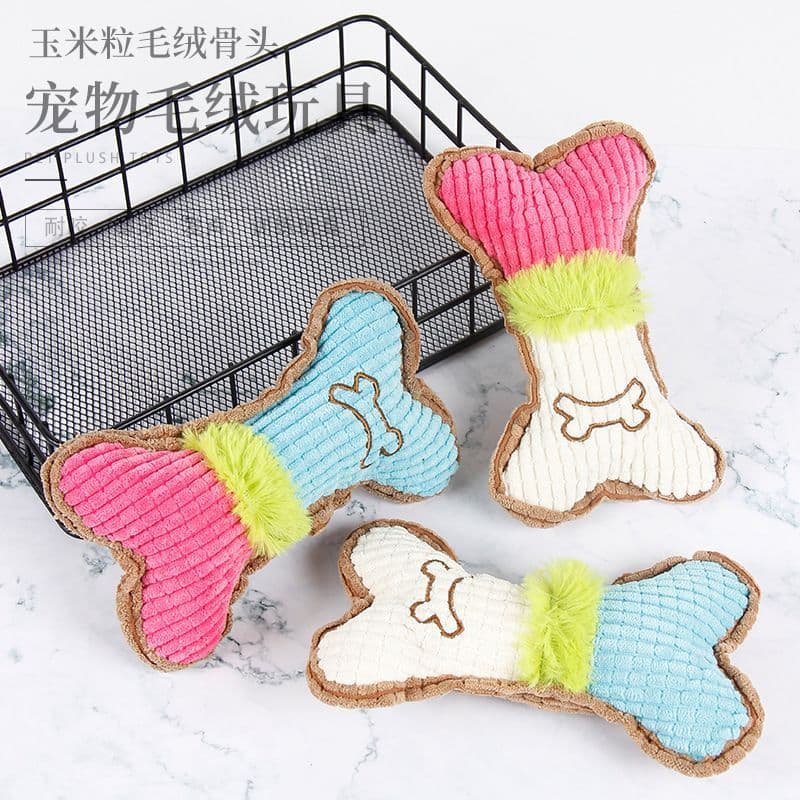 Brinquedo para cachorro voz Molar resistente à mordida pelúcia milho núcleo osso brinquedo gato filhote de cachorro anim