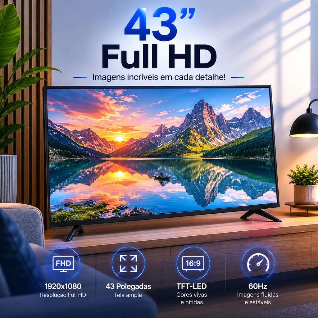 Monitor LED 43 Full HD Tela Grande HDMI VGA Monitor Gamer 60Hz SIGMA-M4310A