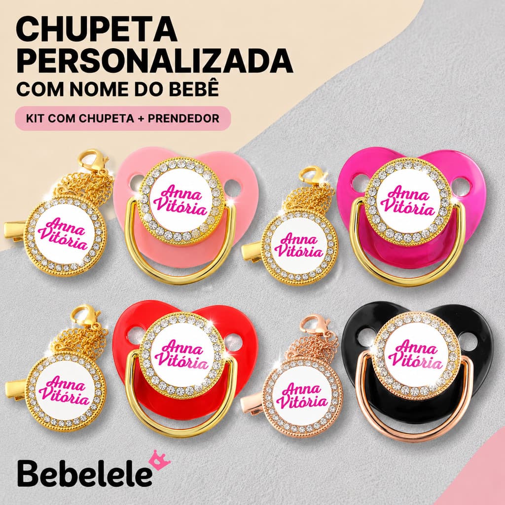 Chupeta de bebê em formato plano, incluindo clipe de chupeta-1