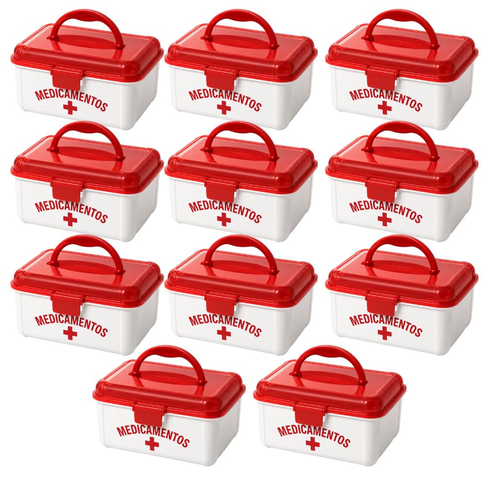Kit 10 Un Maleta De Primeiros Socorros Pequena Branca 19 x 15 x 10cm Compacta Prática