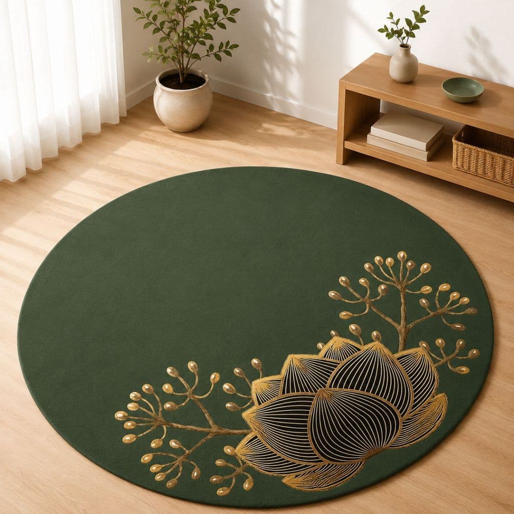 Tapete Redondo Decorativo 88cm Antiderrapante para Sala e Quarto 2197
