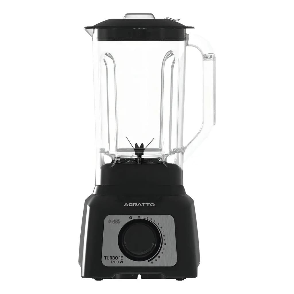 Liquidificador Agratto 3,2l 1200w Turbo  Potente E Resistente Preto 127v