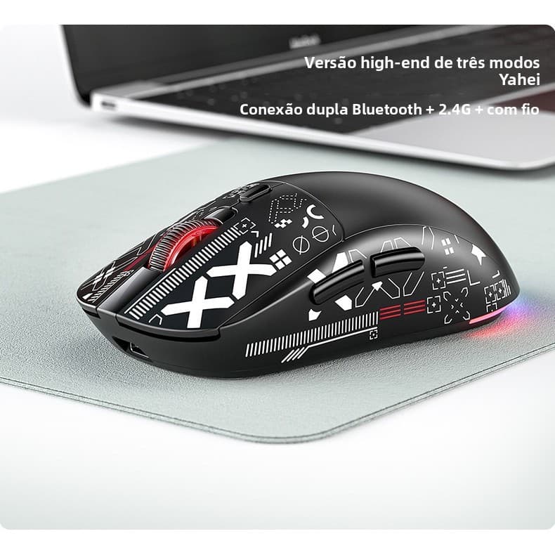 Bluetooth sem fio de três modos leve mouse jogo computador Desktop mouse RGB