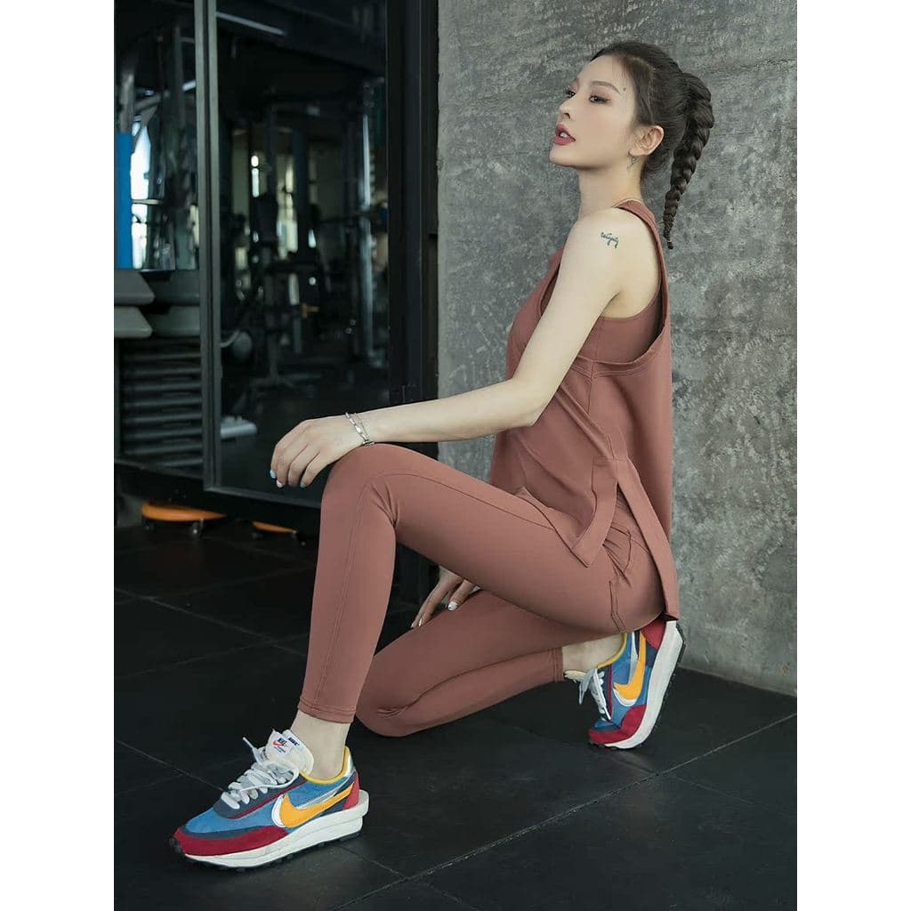 Roupas de Yoga terno feminino verão novo estilo solto roupas de fitness sem mangas colete de secagem rápida esportes top