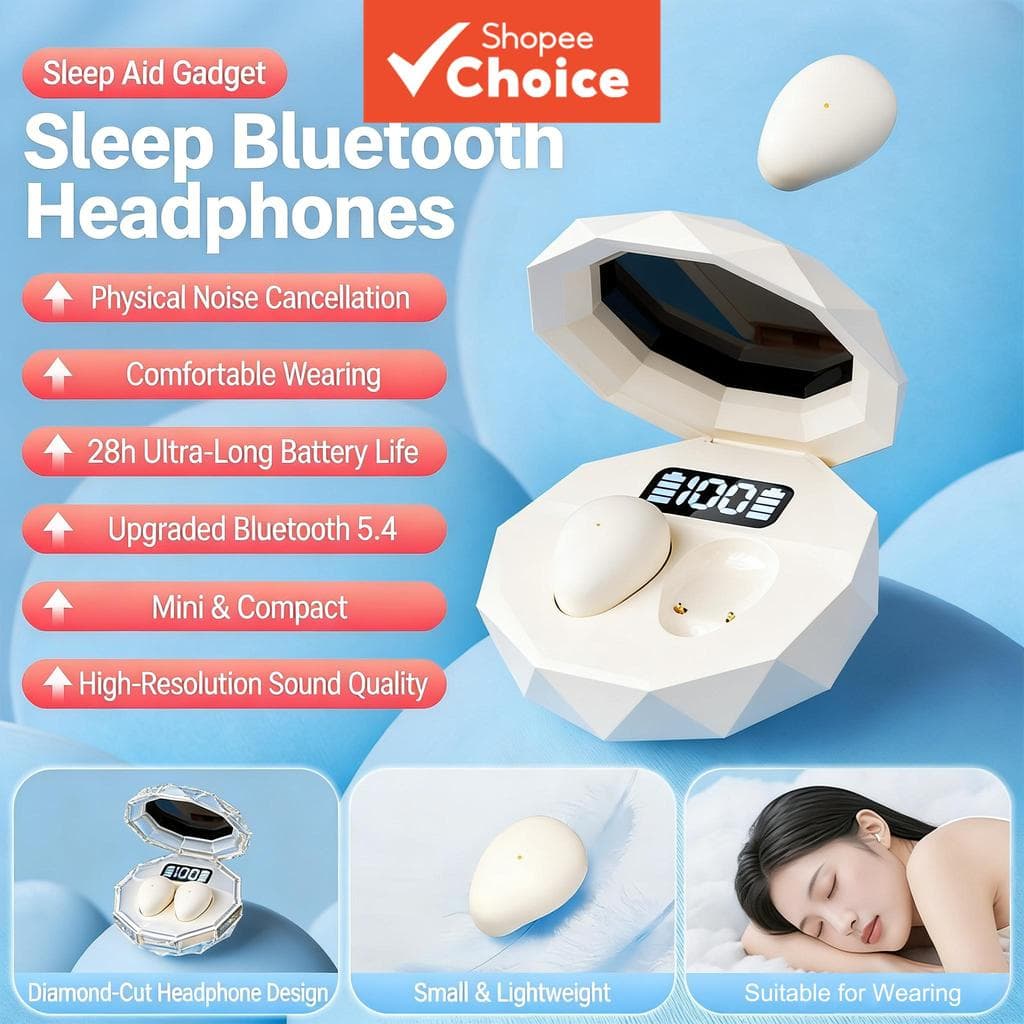 Fones de ouvido Mini TWS, fone de ouvido sem fio Bluetooth, fones de ouvido para dormir, redução de ruído, fone de