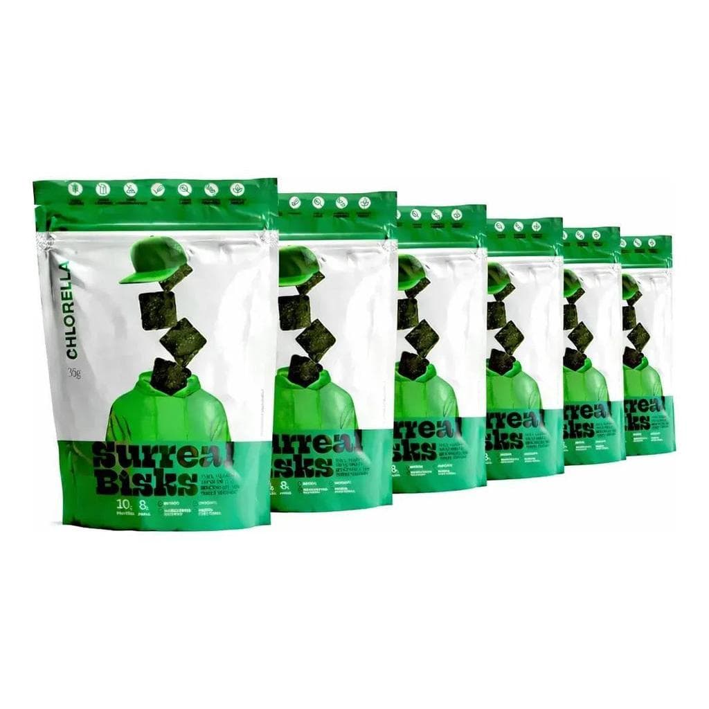Kit 6 Snacks Surreal Bisks Chlorella 35g Vegano Sem Glúten Snack Saudável Natural Fit Crocante