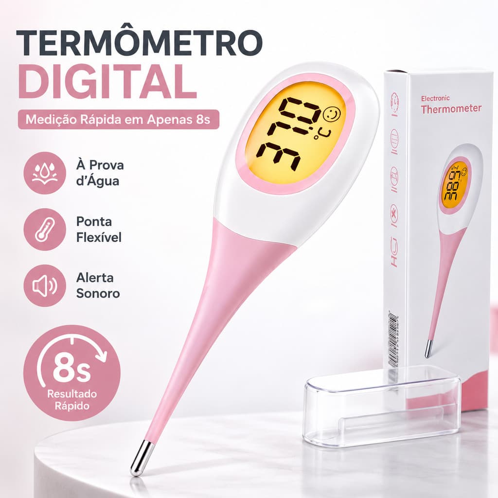 Termômetro Digital 8s Flexível À Prova D’Água Medição Rápida LCD