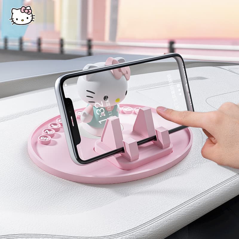 Suporte de telefone para carro HelloKitty Suporte para Console central de carro fofo de desenho animado Placa de matrícu