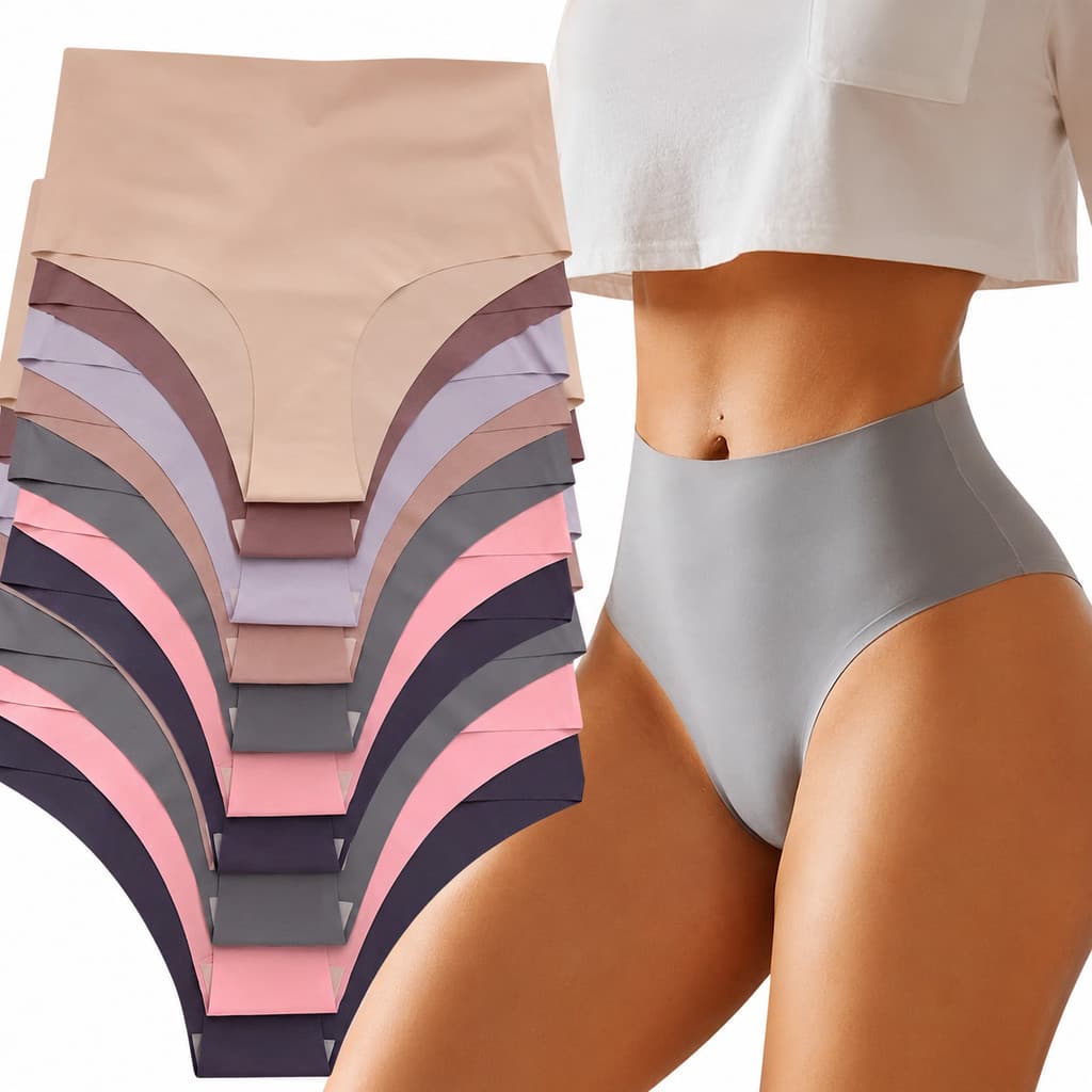 Kit Calcinha Sem Costura Cós Alto POLIAMIDA Laser Conforto Não Marca Feminina Fitness Invisível