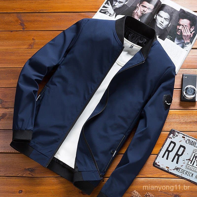 Jaqueta Masculina De Entrega De Uma Peça , Primavera Outono , Ajuste Fino , Cor Sólida , Juvenil Plus Size .