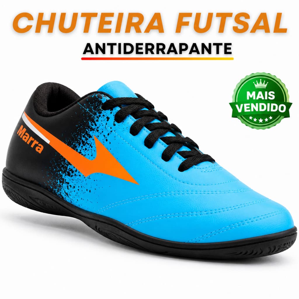 Chuteira de Futsal Super Leve Resistente Confortável Solado Liso Antiderrapante Quadra Salão