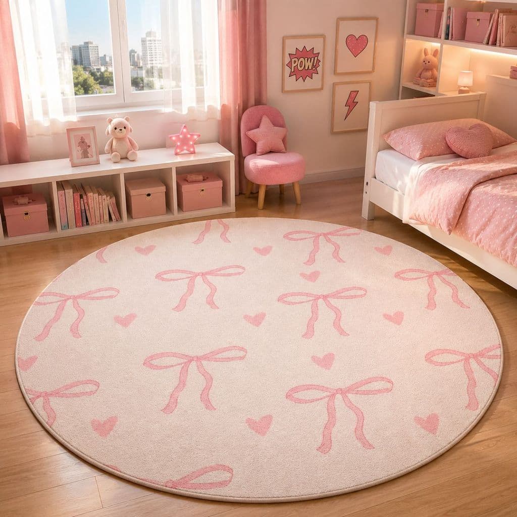 Tapete Redondo Decorativo 88cm Antiderrapante para Sala e Quarto 2181