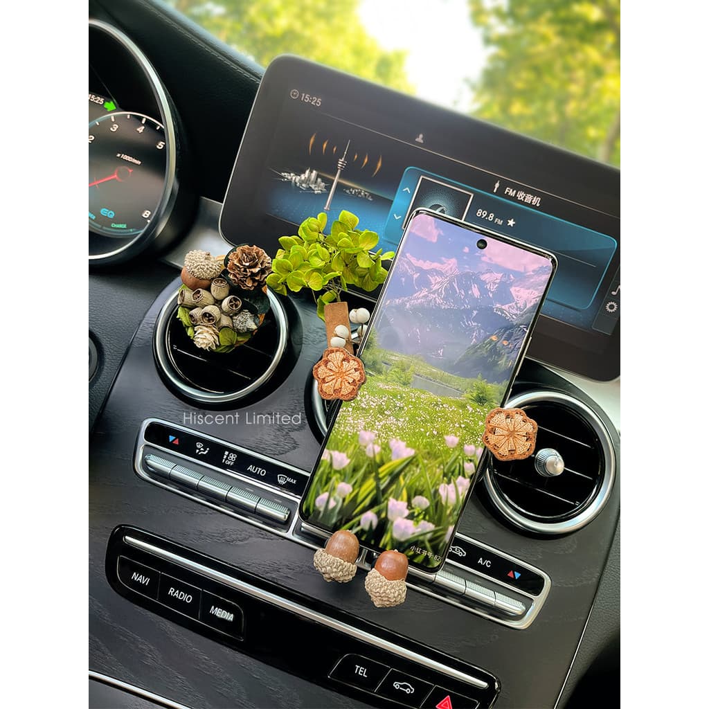 Criativo flores secas suporte do telefone do carro no carro novo estilo quadro de suporte saída de ar do carro navegação