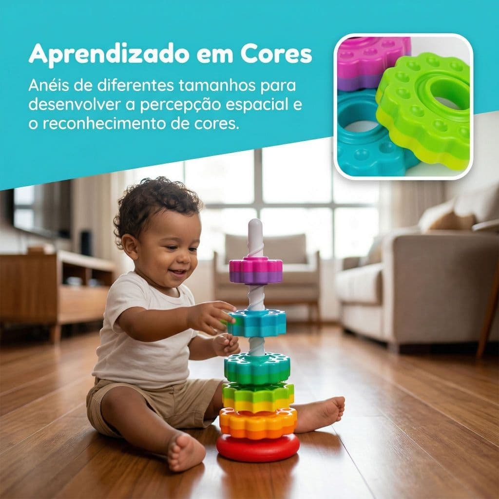 Brinquedo Infantil Giro Mágico Colorido | Brinquedo Educativo de Estimulação Sensorial e Aprendizado Inicial