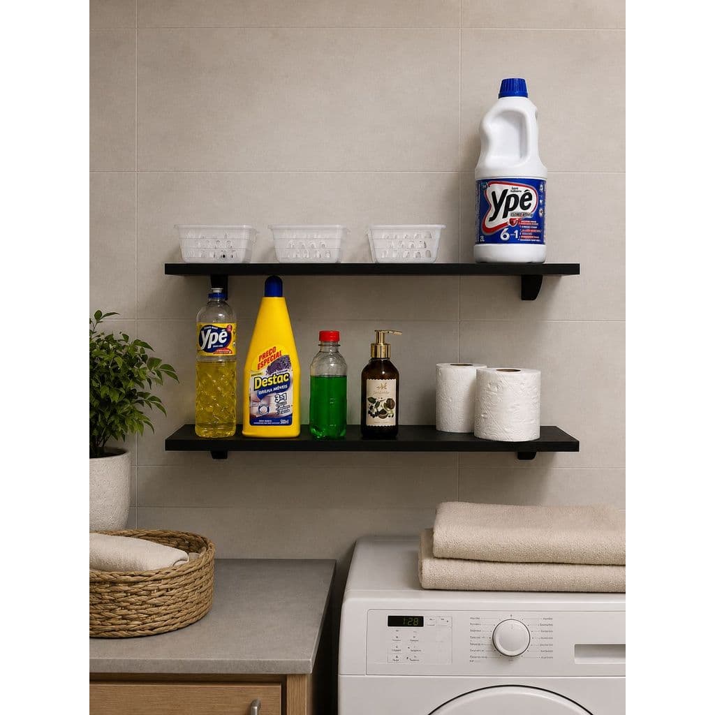 Kit 2 Prateleiras Parede Mdf 60x15 Suporte Invisível Decoração Top
