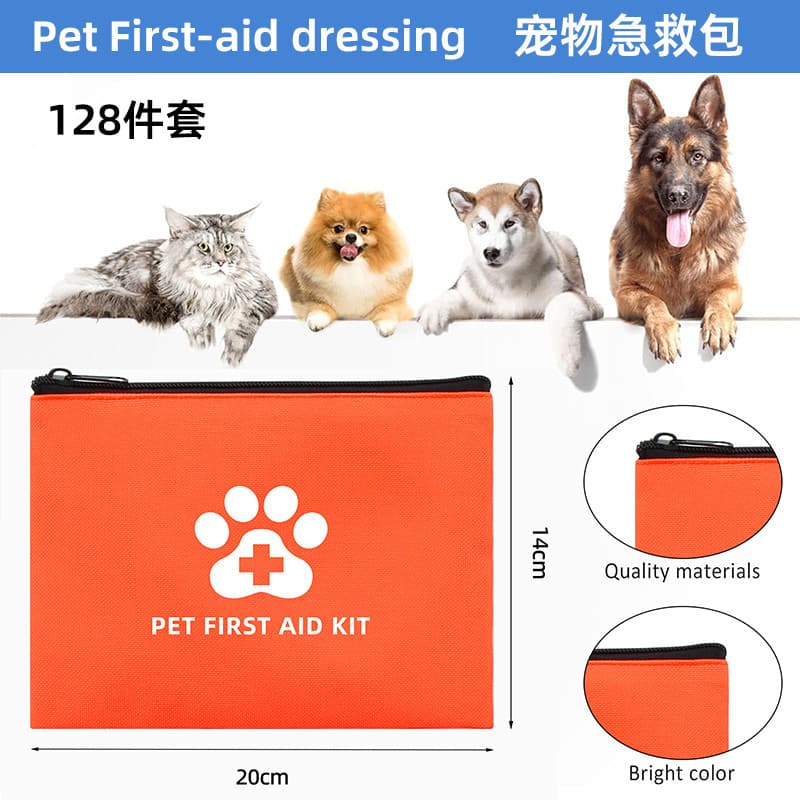 Conveniente kit de primeiros socorros para cães e gatos, acessórios de tratamento de emergência, saco de armazenamento, 
