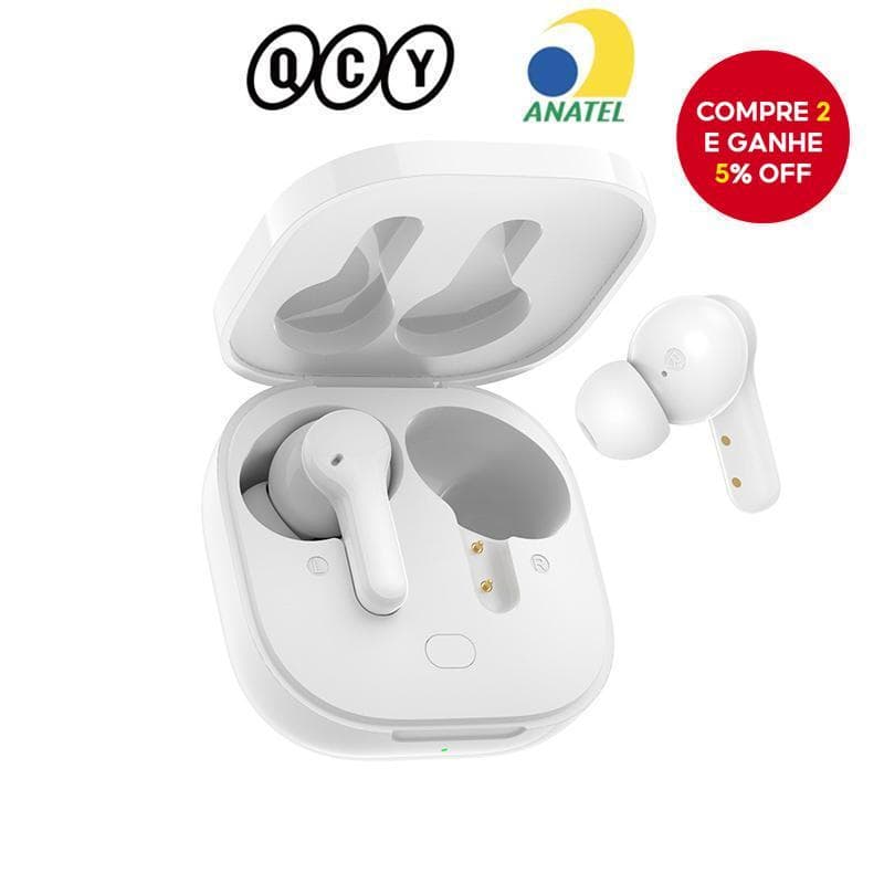 Fone de Ouvido Sem Fio Bluetooth V5.1 Qcy T13 TWS com Controle por Toque, 4 Microfones, Redução de Ruído em Chamadas HD.