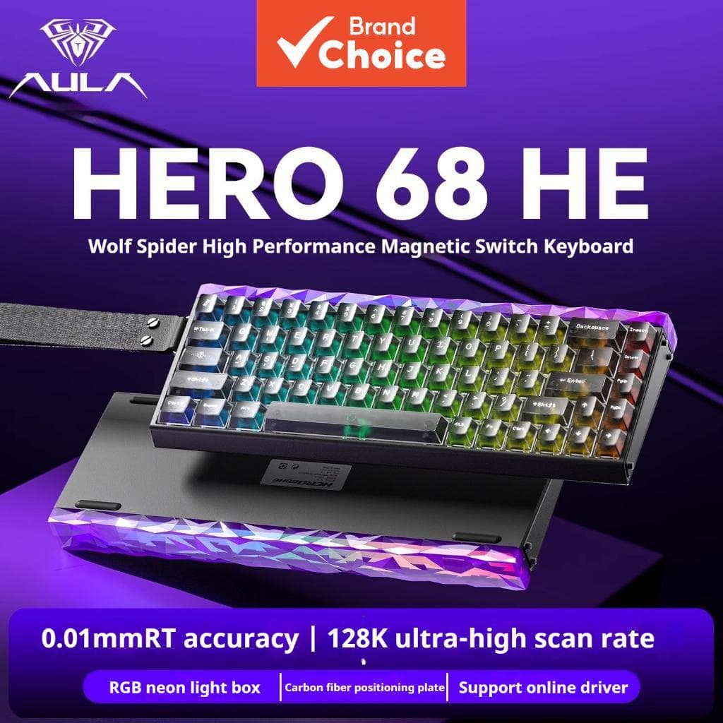 Teclado para jogos mecânico com fio AULA HERO 68HE, teclado mecânico personalizado para laptop, 68 teclas, RGB
