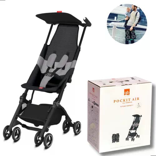 Carrinho Passeio Ultra Compacto Gb Bebê Pockit Air All-terrain Velvet Black Preto
