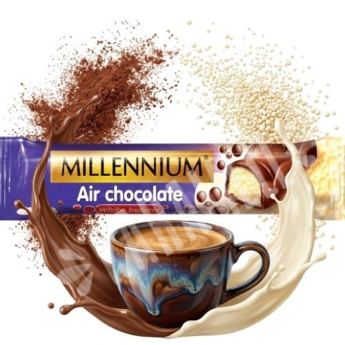 Chocolate Millennium Air Chocolate White Bubble 32g - Importado da Ucrânia