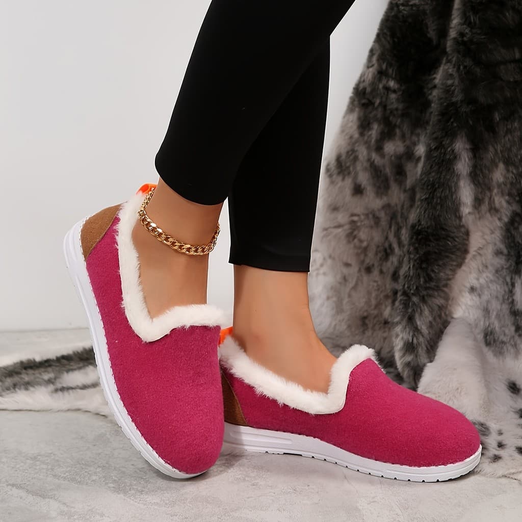 Sola de calçado feminina, moderna e quente para o inverno, com forro de pelúcia, calçado feminino confortável, leve e qu