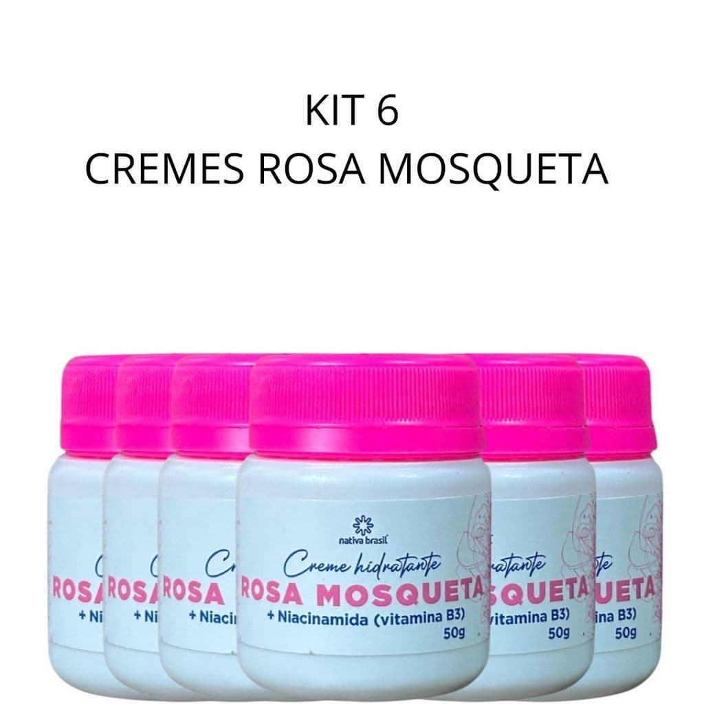 Hidratante Corporal Nativa Brasil Kit 6 Unidades Cremes Hidratantes Rosa Mosqueta Nativa Uso Diário Brasil 50g Cada
