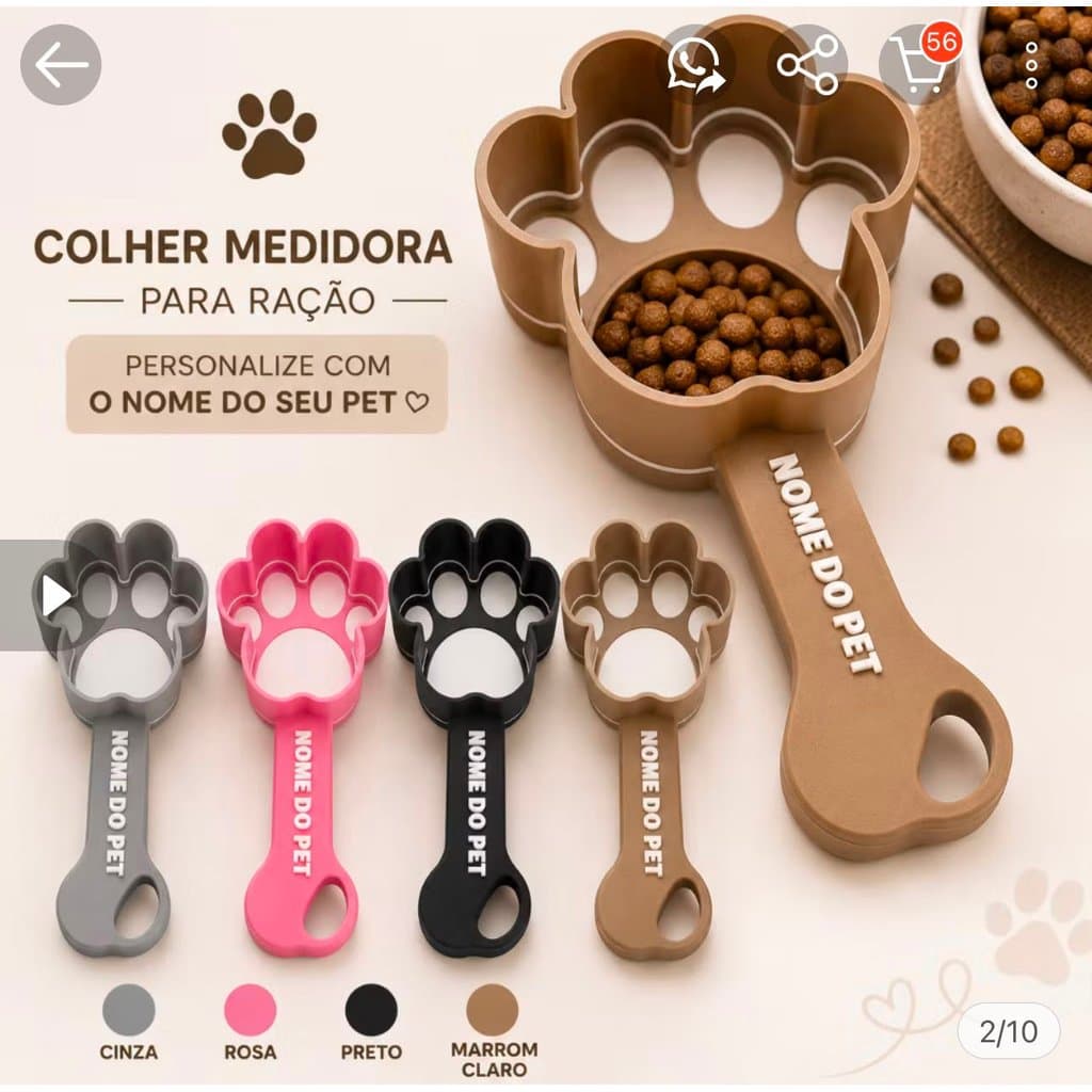 Colher de Ração Pegador Personalizado Dispenser Pá de ração Pequenos formato de pat para cachorro