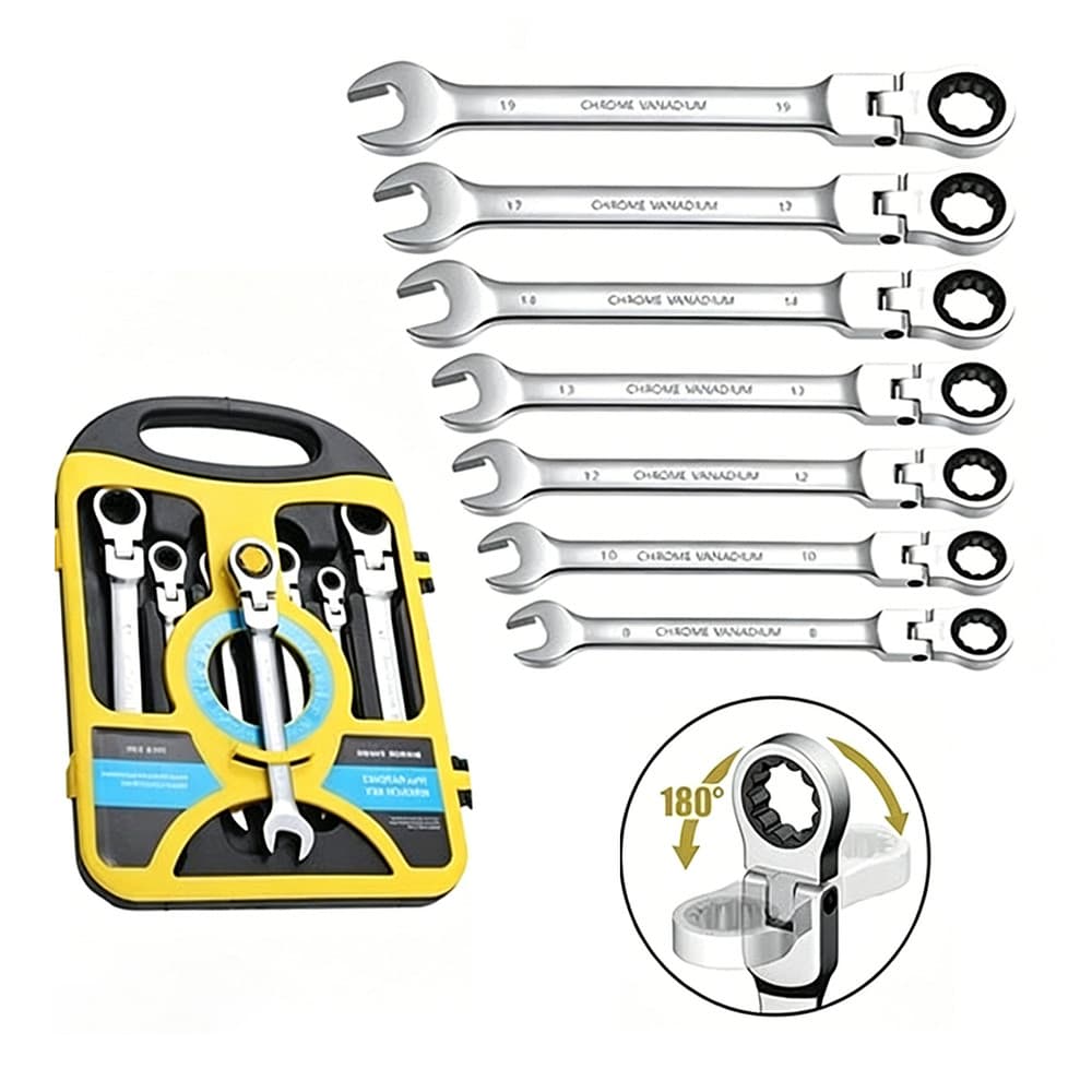 Jogo de Chaves Combinadas com Catraca 7 Peças 8mm a 19mm